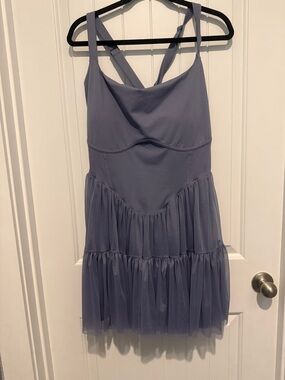 POPFLEX Grey Blue Tiered Tulle Dress